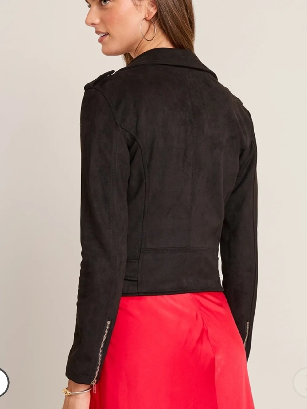 Francesca's Collections Stoosh Black Suede Cropped Moto Jacket NWT - Picture 2 of 6